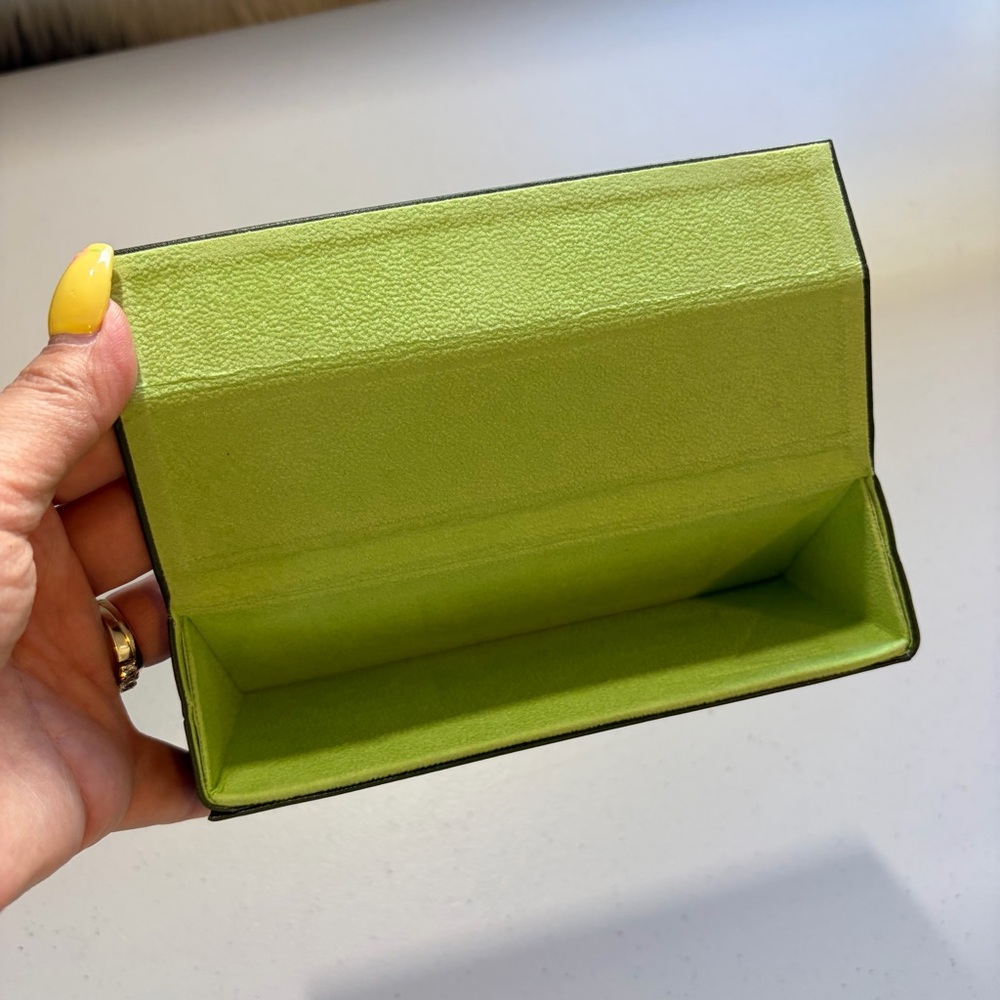 Longchamp Semi-Hard Shell Folding Eyeglasses Glasses Case Olive Green Designer - Picture 5 of 6
